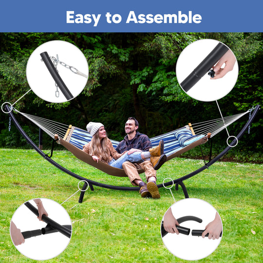 portable hammock with stand#color_blue-stripes