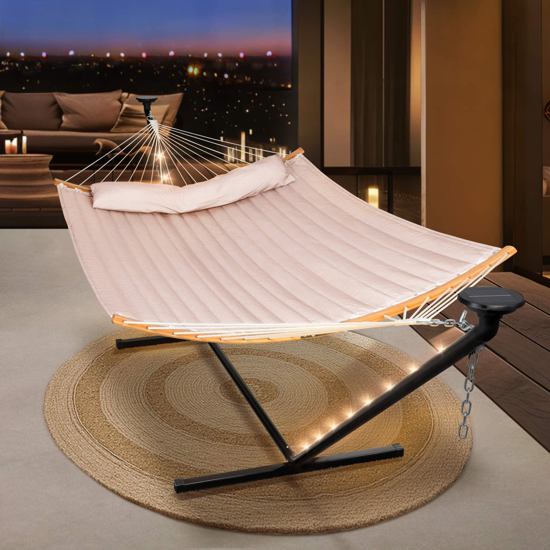 double hammock with stand  #color_brown