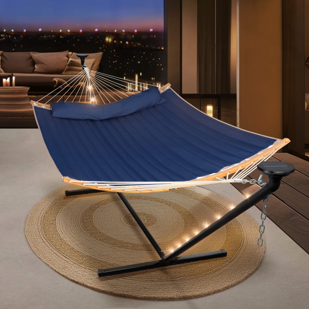 double hammock with stand  #color_dark-blue