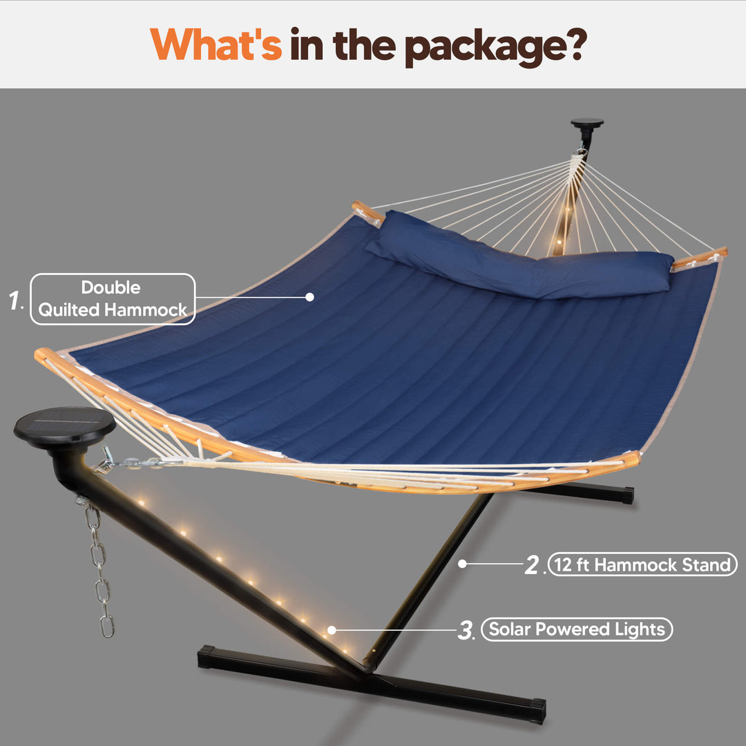 double hammock with stand  #color_dark-blue