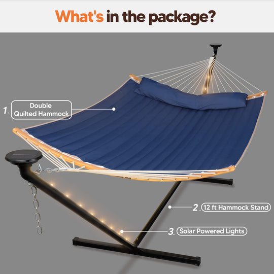 double hammock with stand  #color_dark-blue