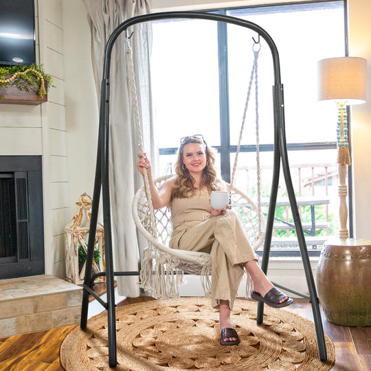 hammock chair with stand#color_white