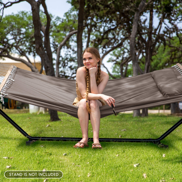 SUNCREAT Quilted Fabric Hammock#color_brown