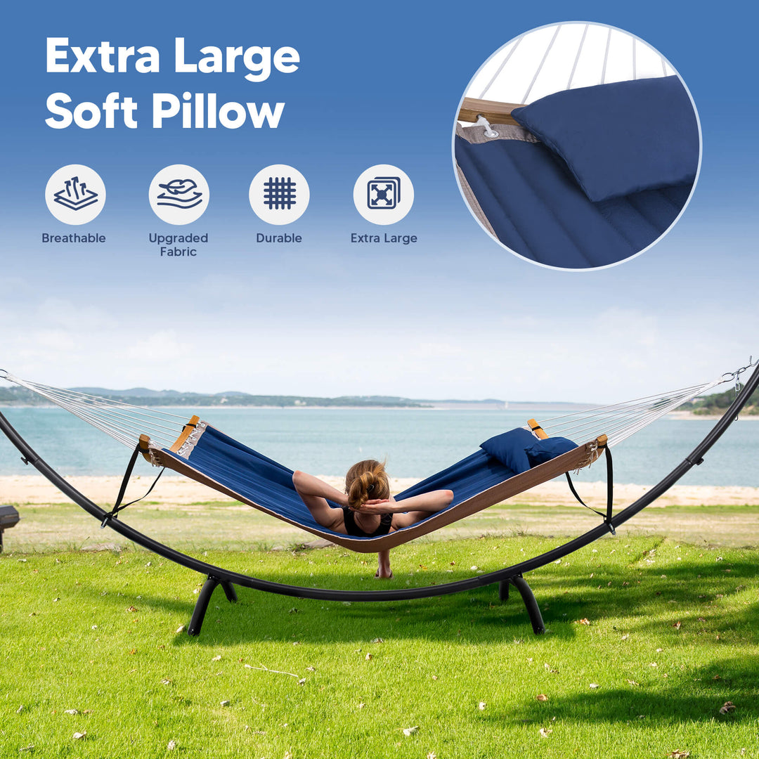 portable hammock with stand#color_dark-blue