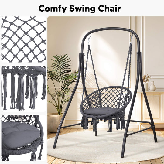 hammock chair with stand#color_gray