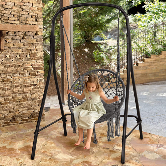 hammock chair with stand#color_gray