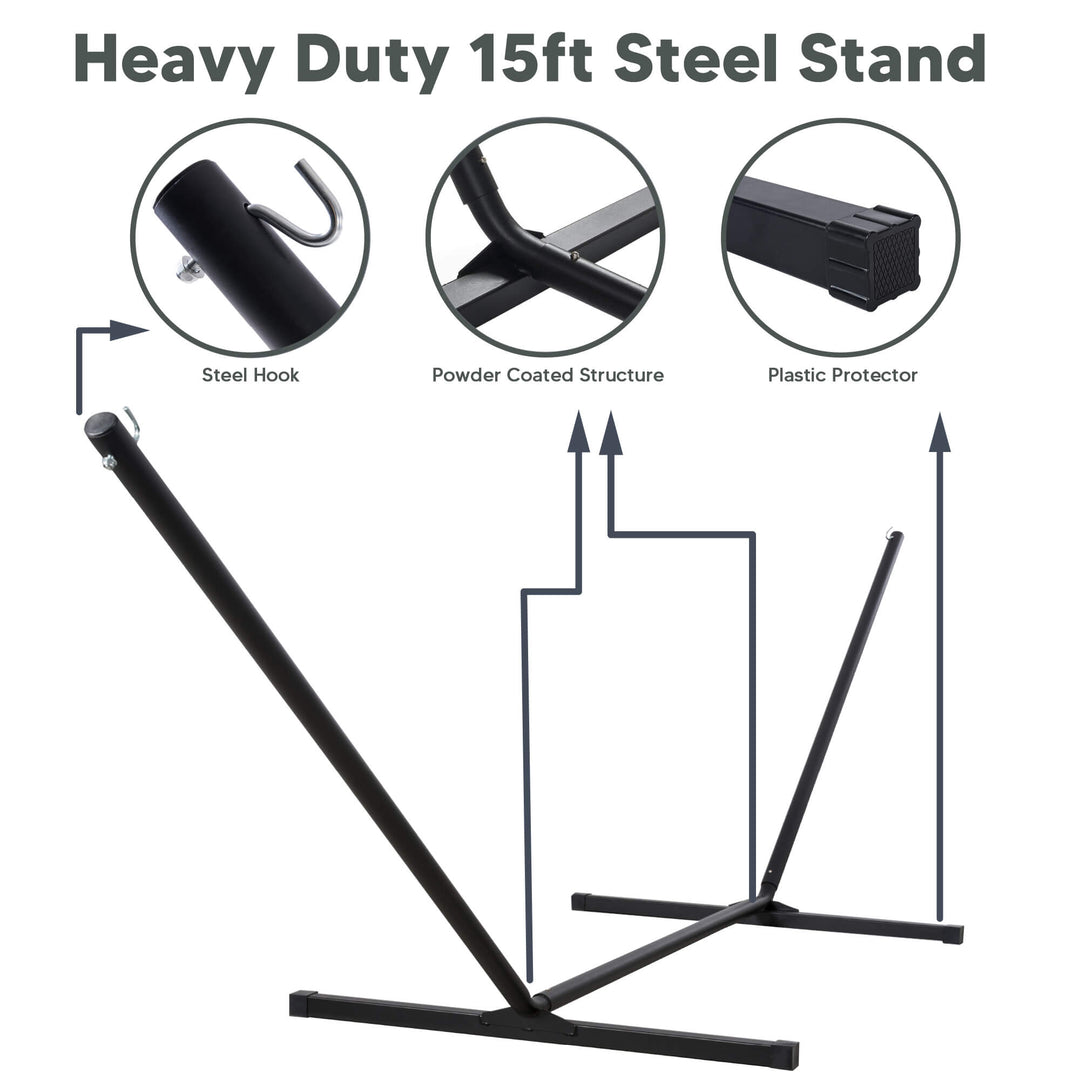 Hammocks for Outside with 15 ft Stand, Stand Alone Hammock with Pillow | SUNCREAT