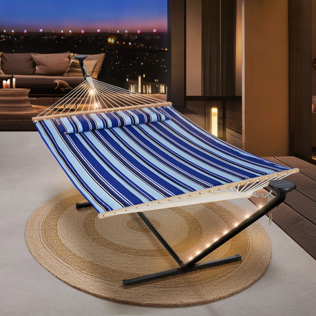 hammock with stand#color_blue-stripes