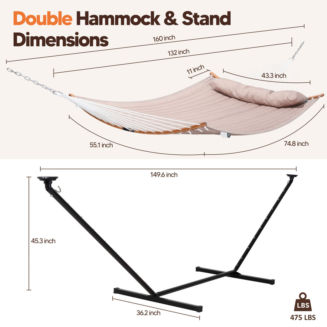 double hammock with stand  #color_brown