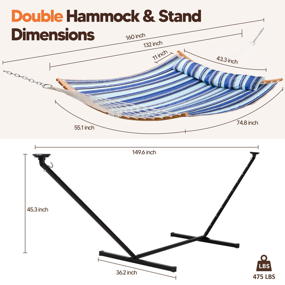double hammock with stand  #color_blue-stripes