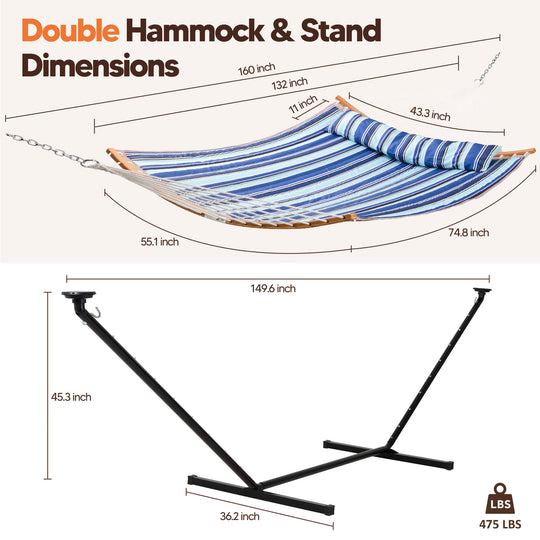 double hammock with stand  #color_blue-stripes