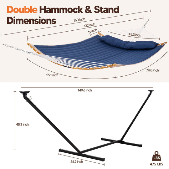 double hammock with stand  #color_dark-blue