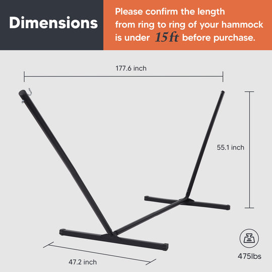 SUNCREAT 12Ft Hammock Steel Stand#size_15-ft