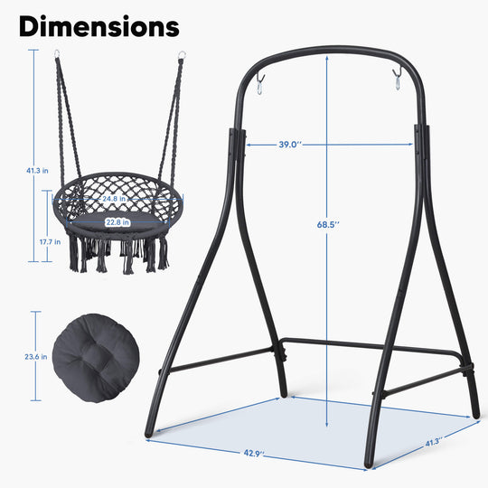 hammock chair with stand#color_gray