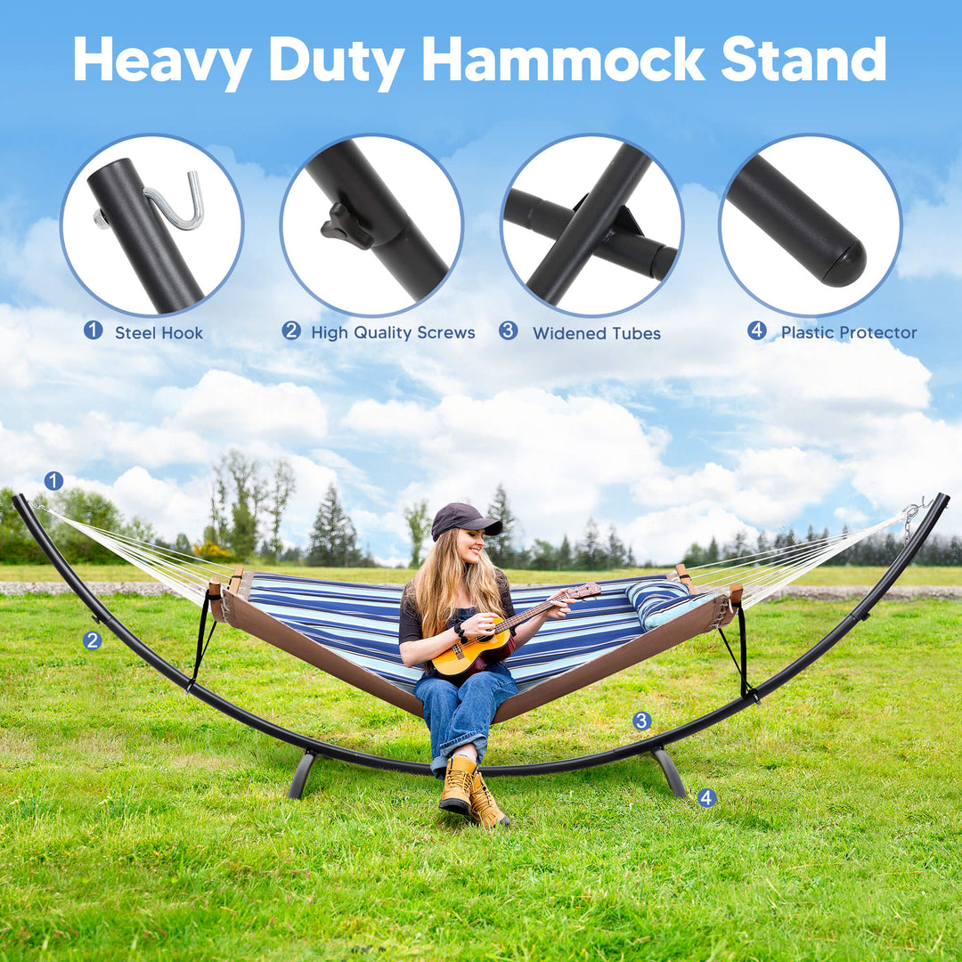 portable hammock with stand#color_blue-stripes