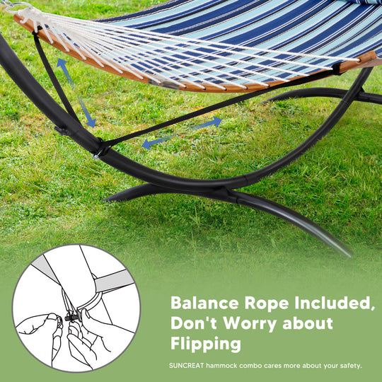 portable hammock with stand#color_blue-stripes