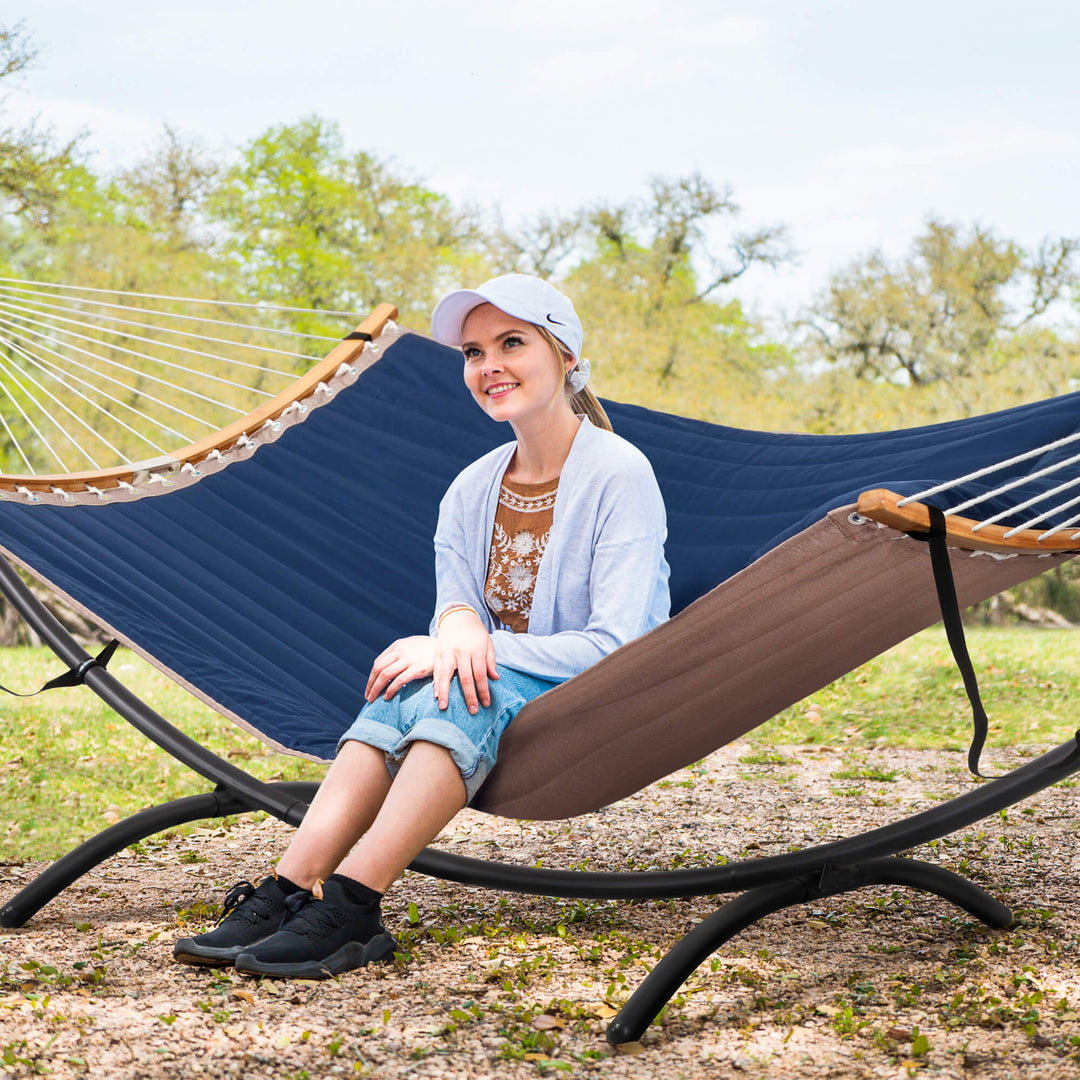 portable hammock with stand#color_dark-blue