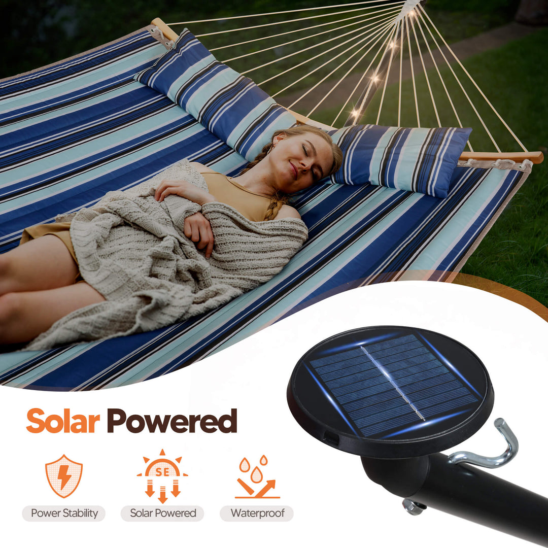 double hammock with stand  #color_blue-stripes