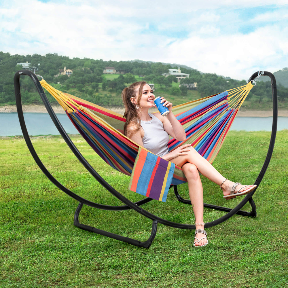 hammock with stand#color_colorful-stripes
