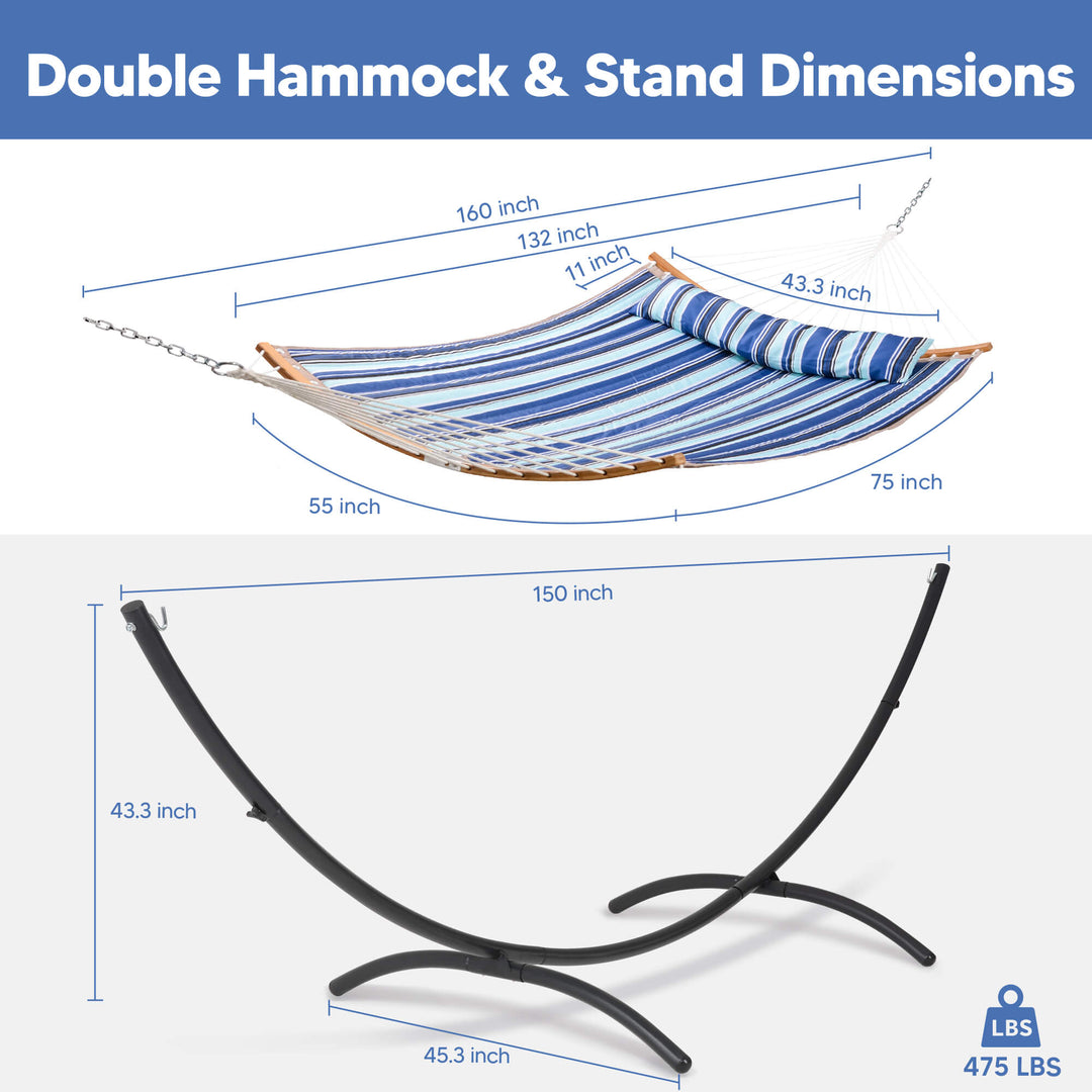 portable hammock with stand#color_blue-stripes