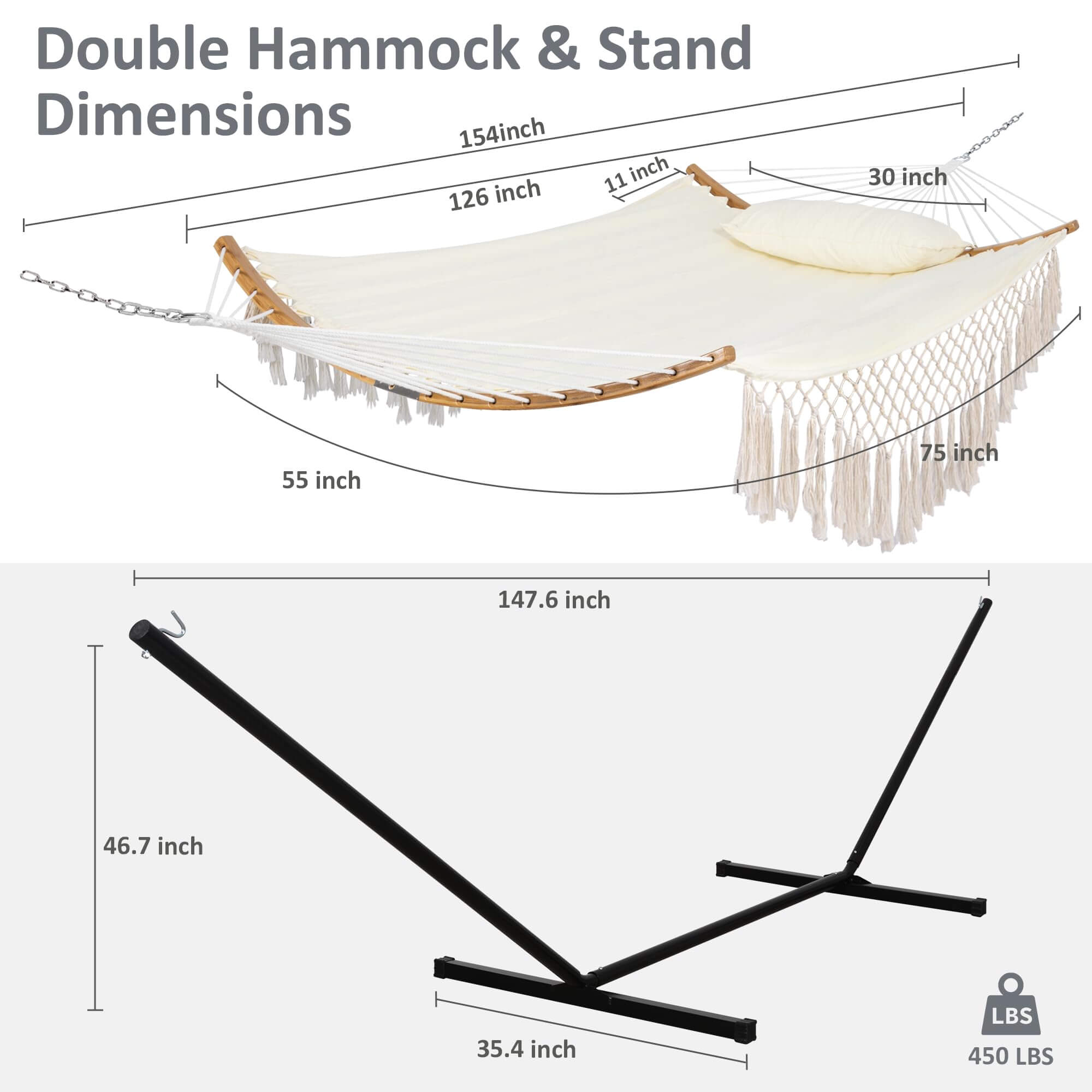 Double Hammock with Portable Stand#color_white
