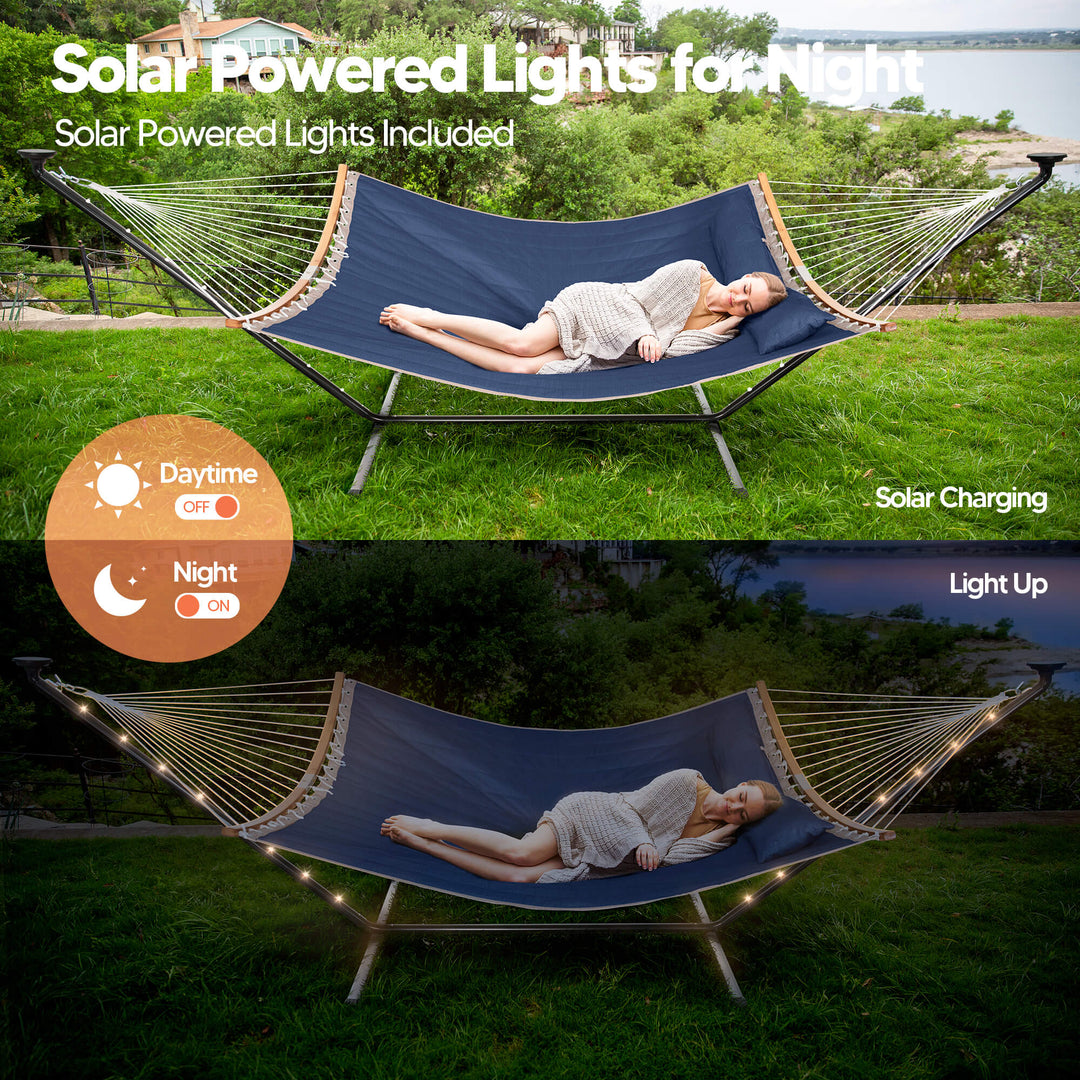 double hammock with stand  #color_dark-blue