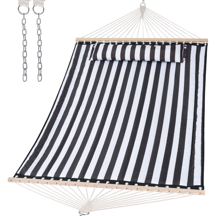 SUNCREAT Quilted Fabric Hammock#color_black-stripes