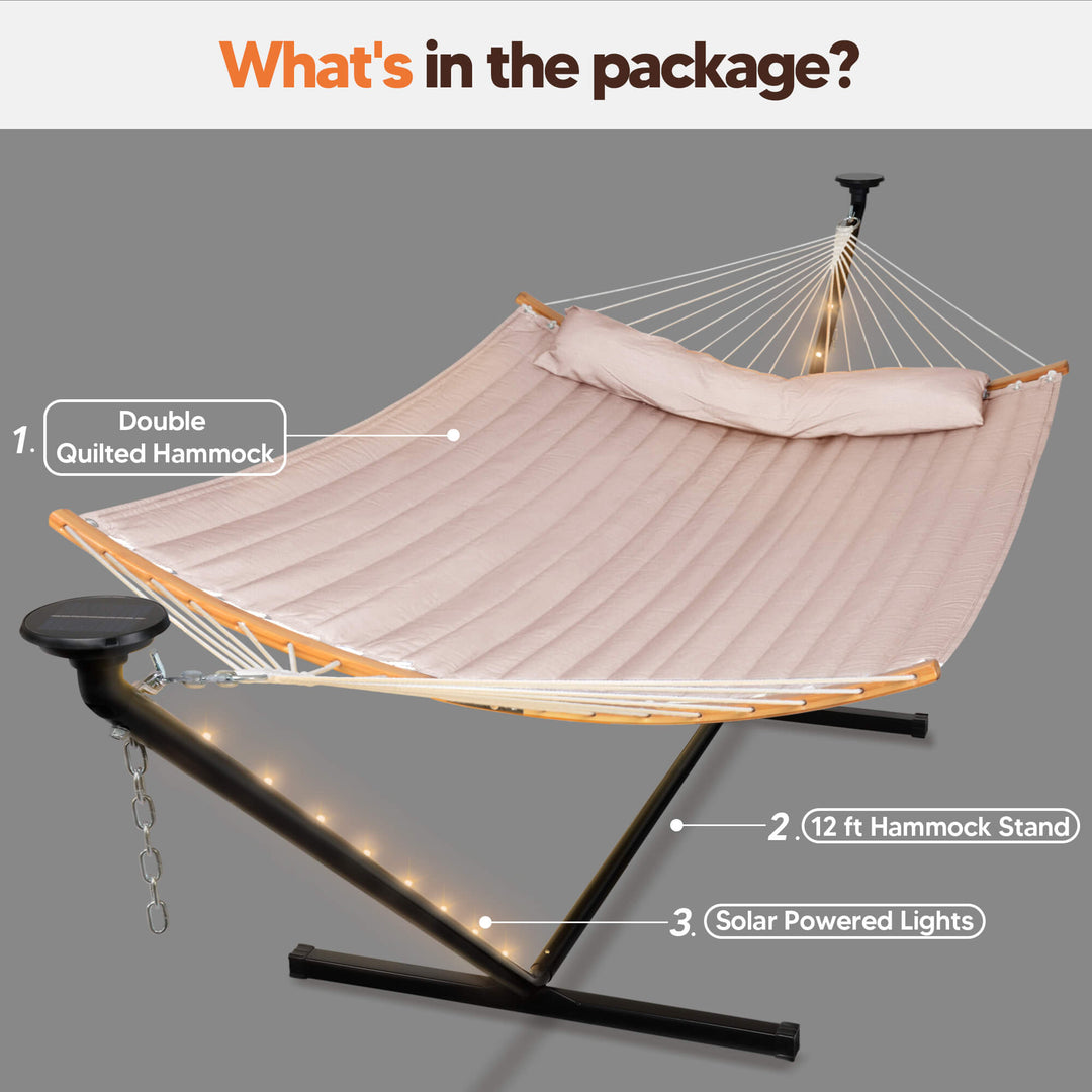 double hammock with stand  #color_brown