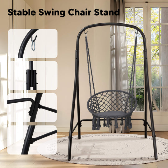 hammock chair with stand#color_gray