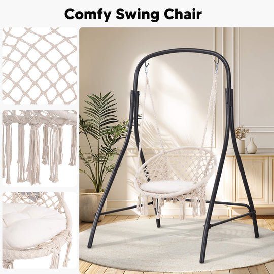 hammock chair with stand#color_white