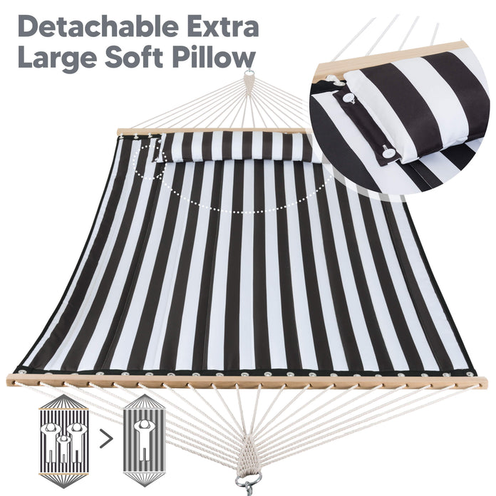 SUNCREAT Quilted Fabric Hammock#color_black-stripes