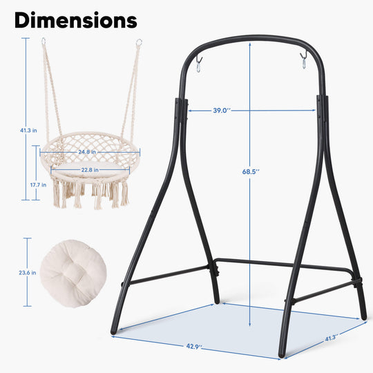 hammock chair with stand#color_white