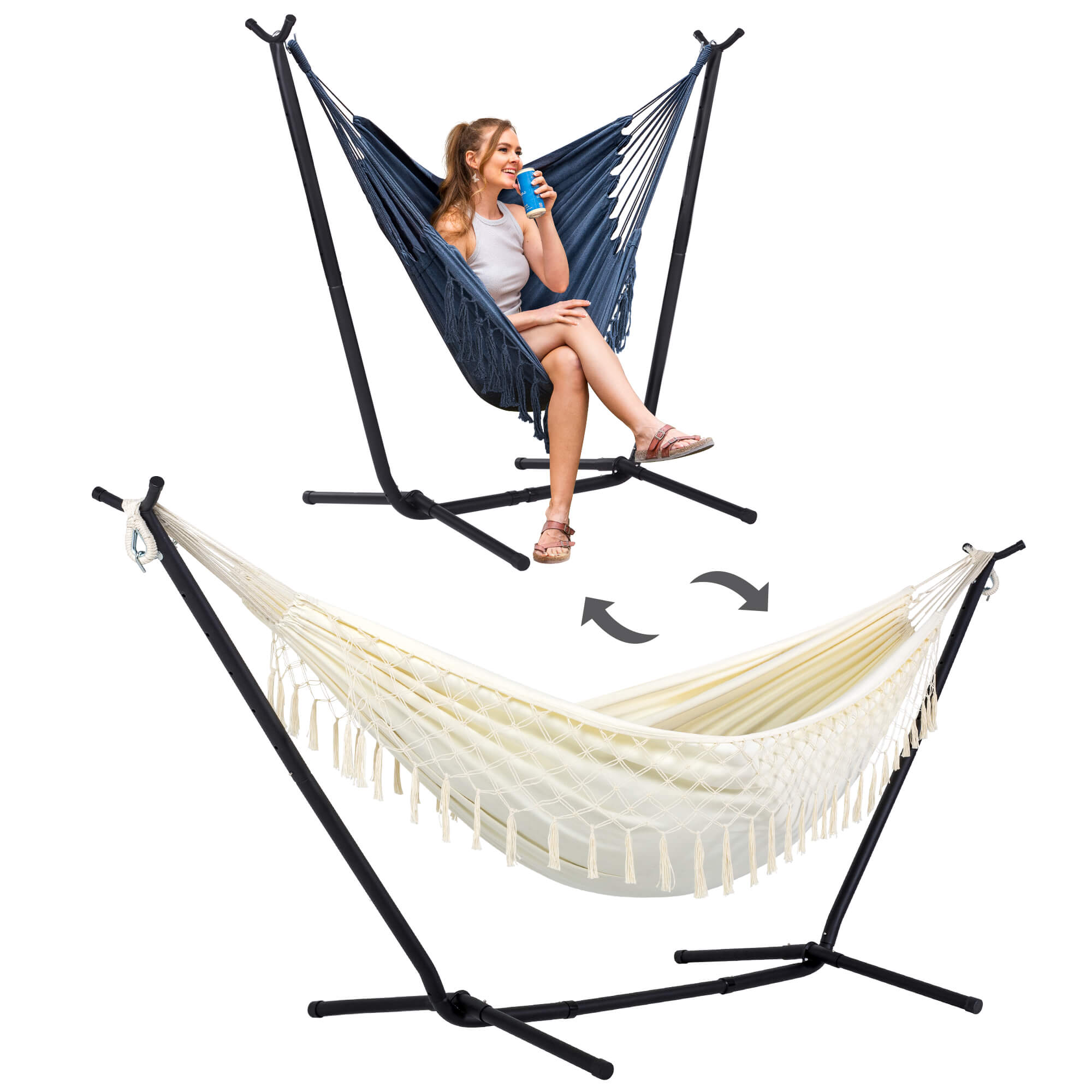 SUNCREAT-2-in-1 Heavy-Duty-2-Person-Hammock-with-Stand#color_natural-tassel