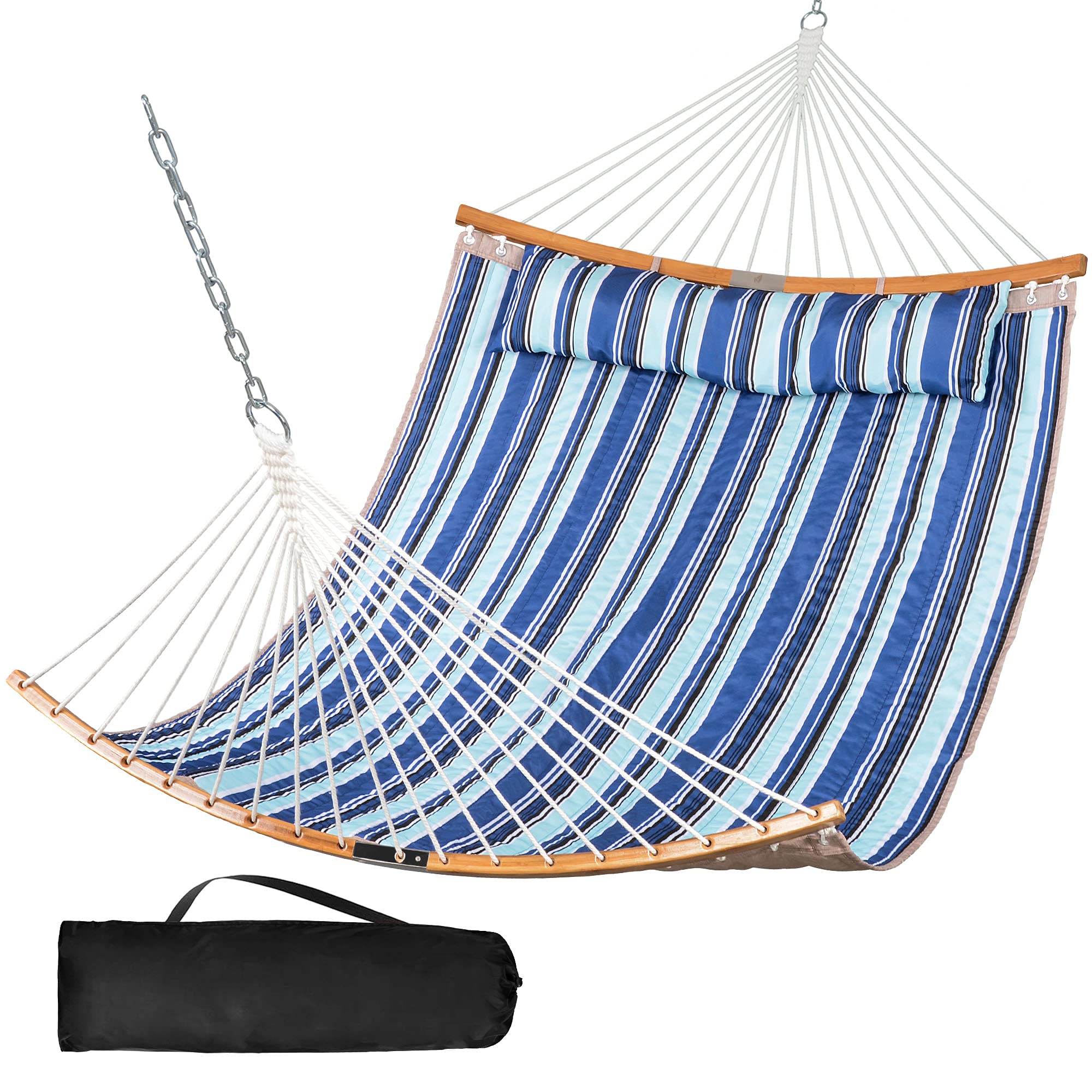 SUNCREAT-Double-Hammock-with-Curved-Bar-Blue-Stripes#color_blue-stripes