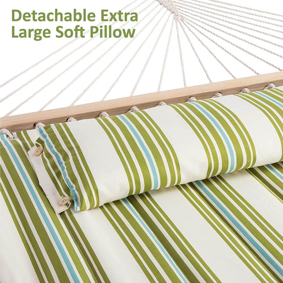 SUNCREAT Quilted Fabric Hammock, Green&Beige#color_green-beige