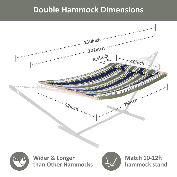 SUNCREAT Quilted Fabric Hammock, Blue Aqua#color_green-stripes
