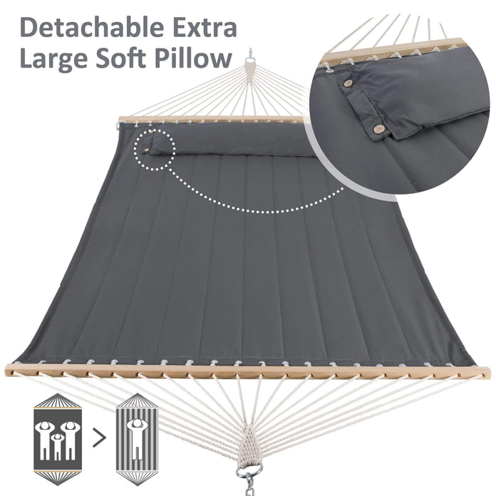 SUNCREAT Quilted Fabric Hammock, Gray#color_dark-grey