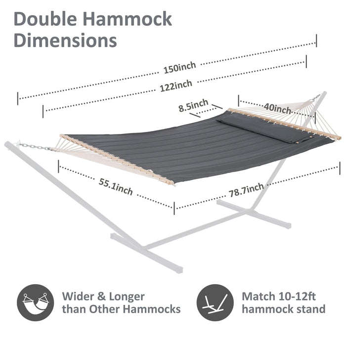 SUNCREAT Quilted Fabric Hammock, Gray#color_dark-grey