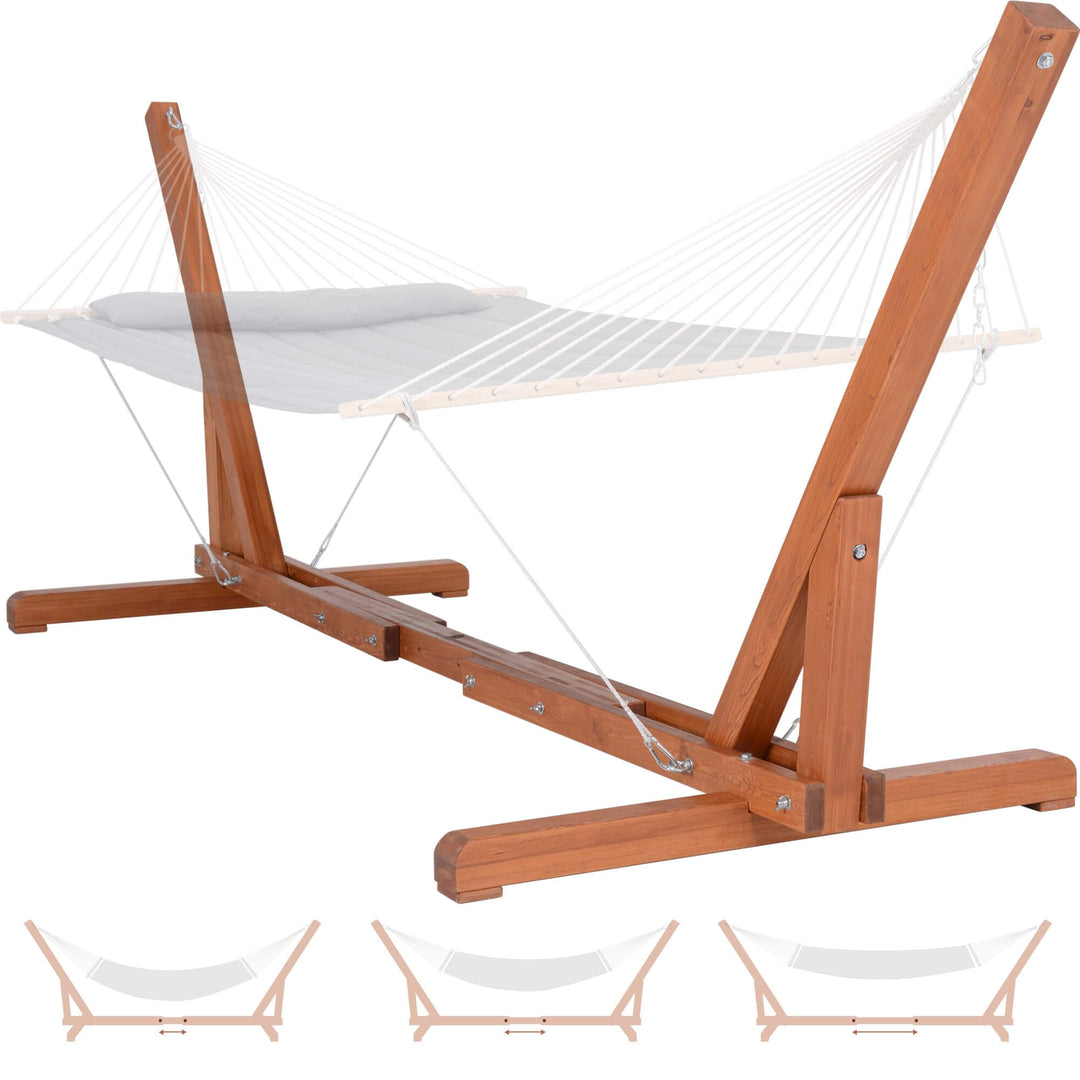 12-14 Ft Adjustable Wooden Hammock Stand, 475 lbs