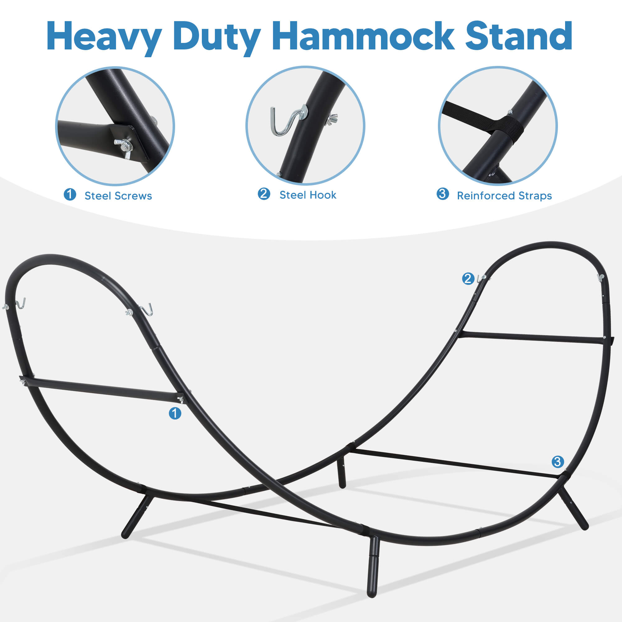 2 Person hammock with stand#color_blue-stripe