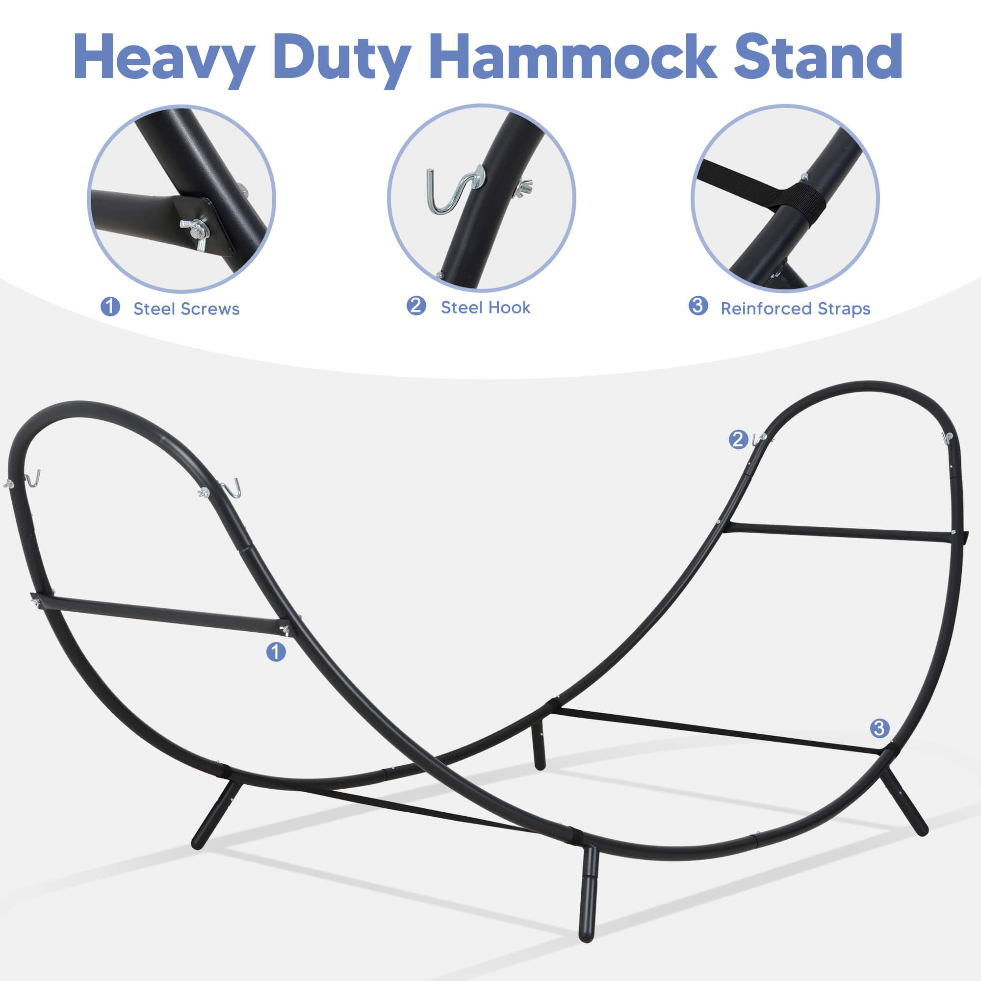 2 Person hammock with stand#color_blue-white-stripes