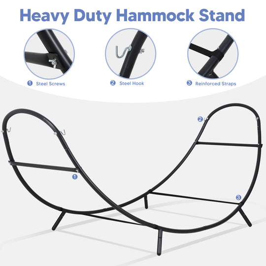 2 Person hammock with stand#color_blue-white-stripes