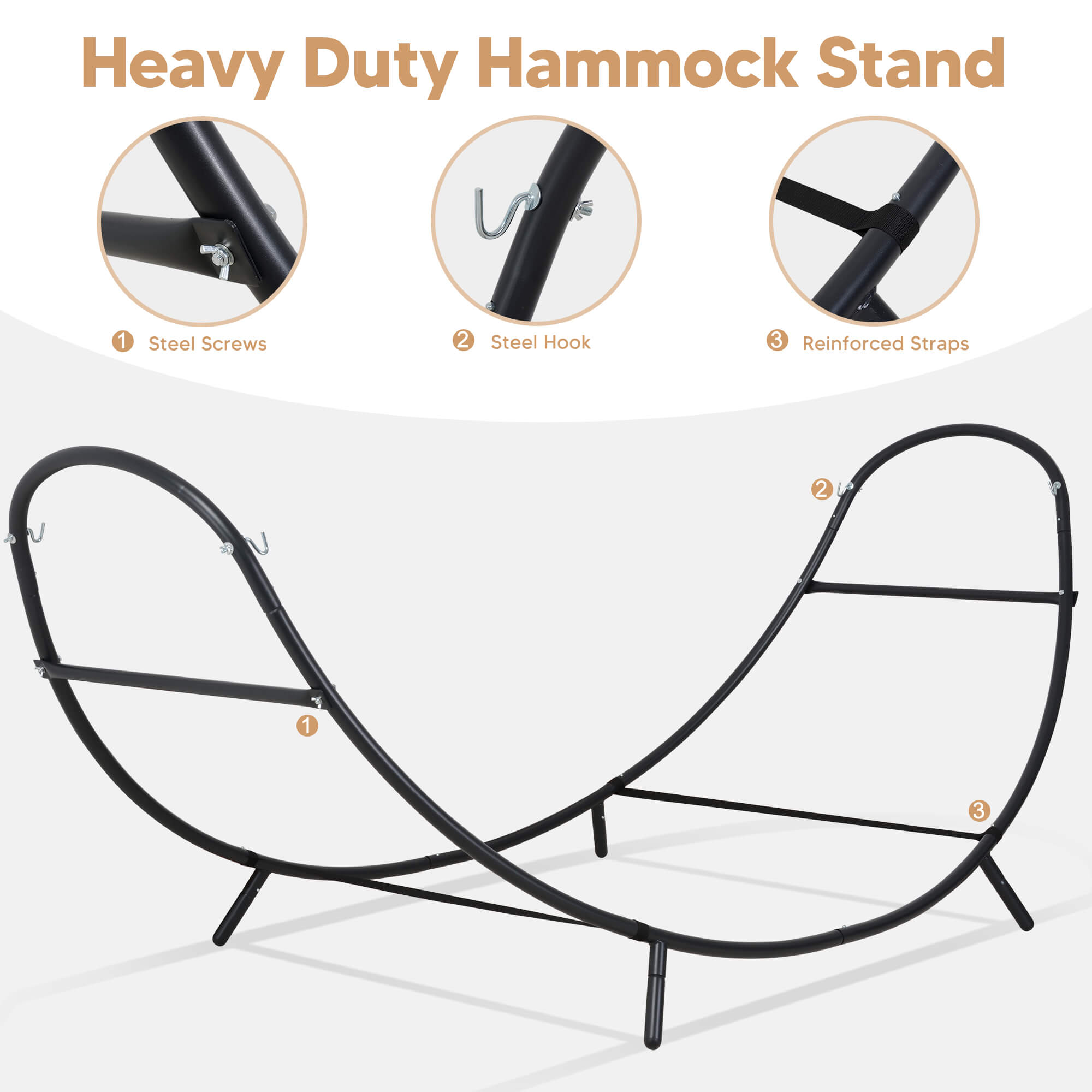 2 Person hammock with stand#color_coffee-stripes