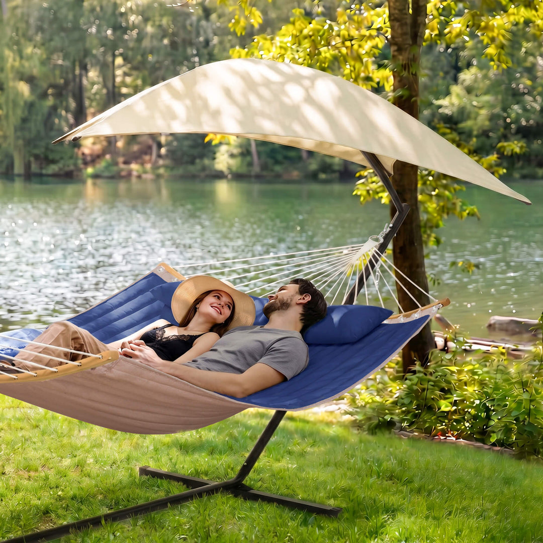 hammock with stand and sunshade#color-c_navy