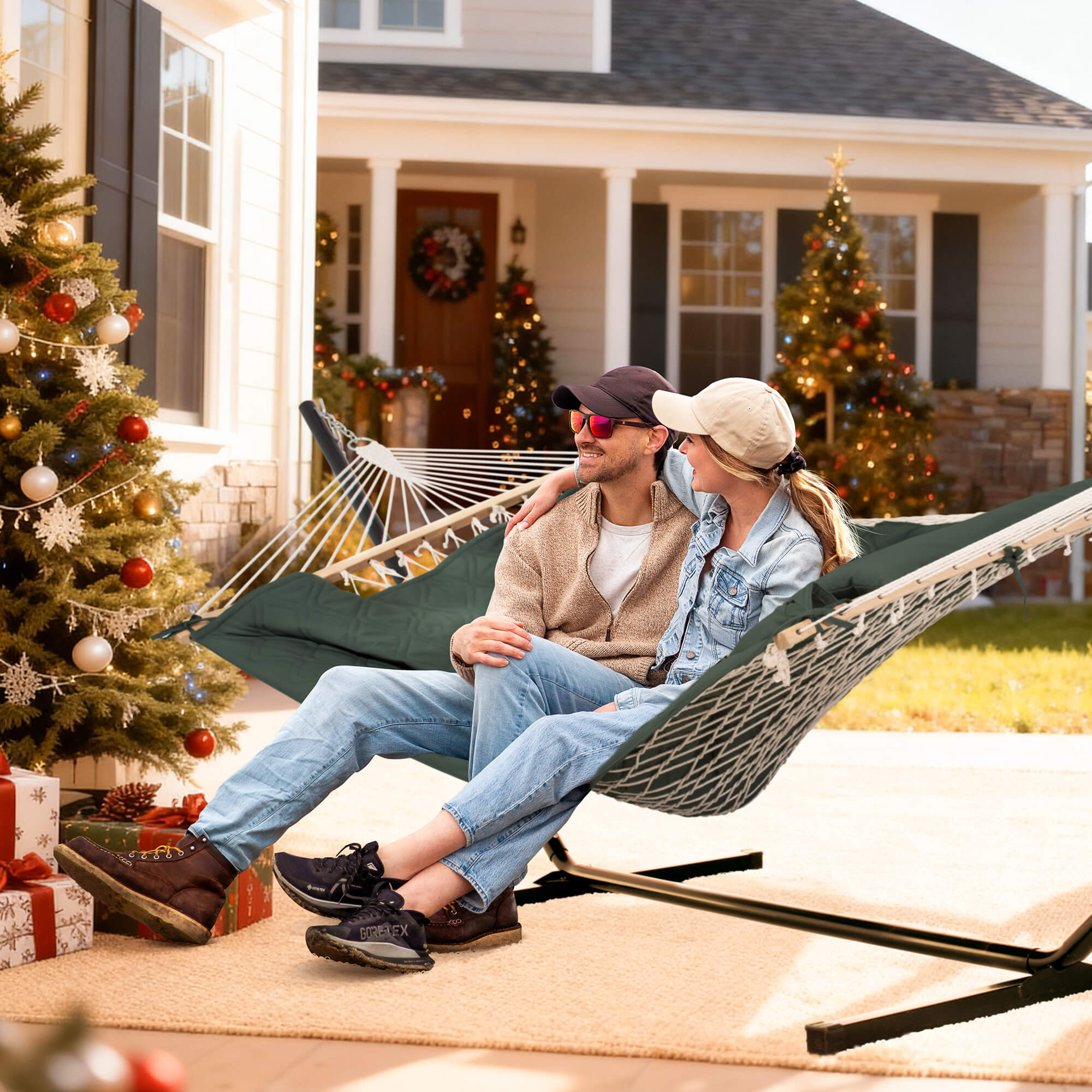 Cotton Rope Hammock with Removable Pad, 12 Ft Stand & Accessories |SUNCREAT