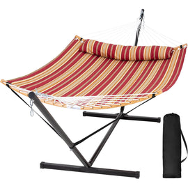 SUNCREAT-Double-Quilted-Hammock-with-Stand-Red-Stripes#color_red-stripes