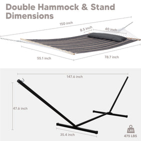 hammock with stand#color_gray-stripes