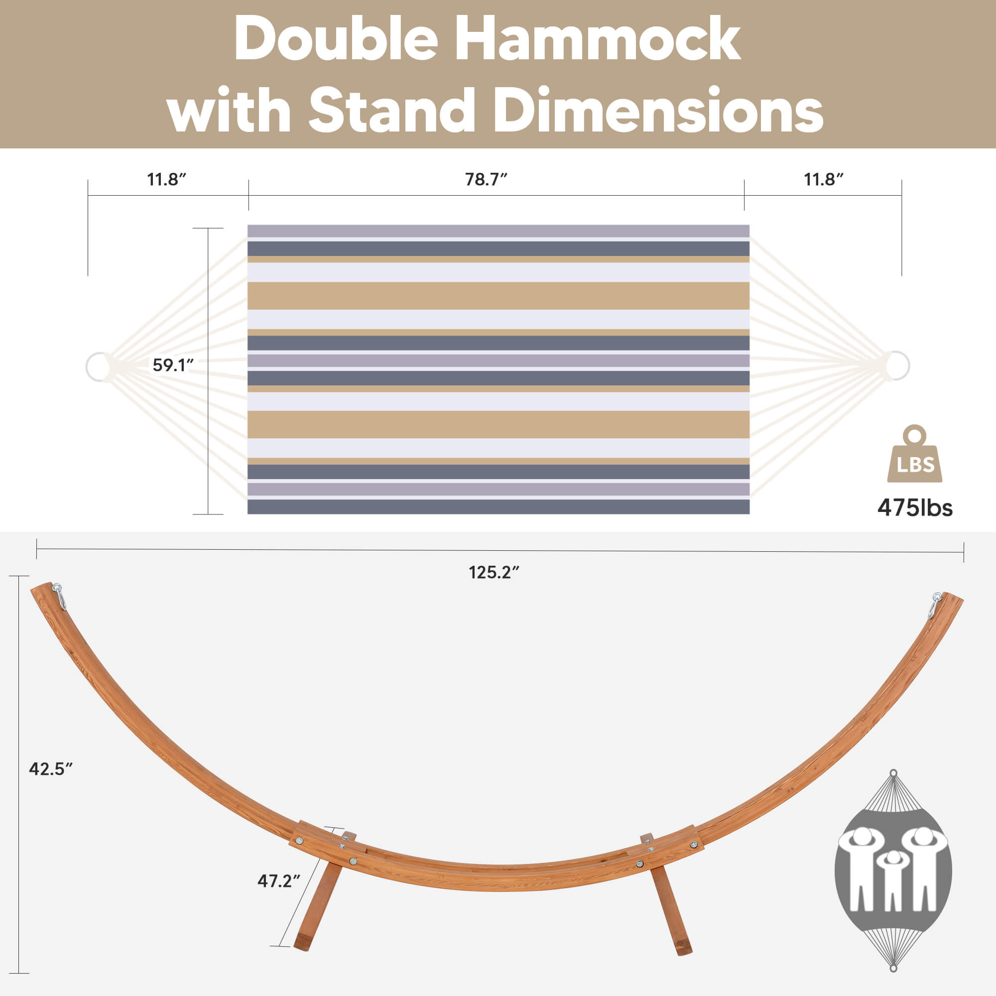 hammock with wooden stand#color_coffee-stripes