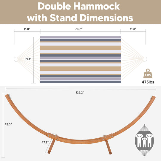 hammock with wooden stand#color_coffee-stripes