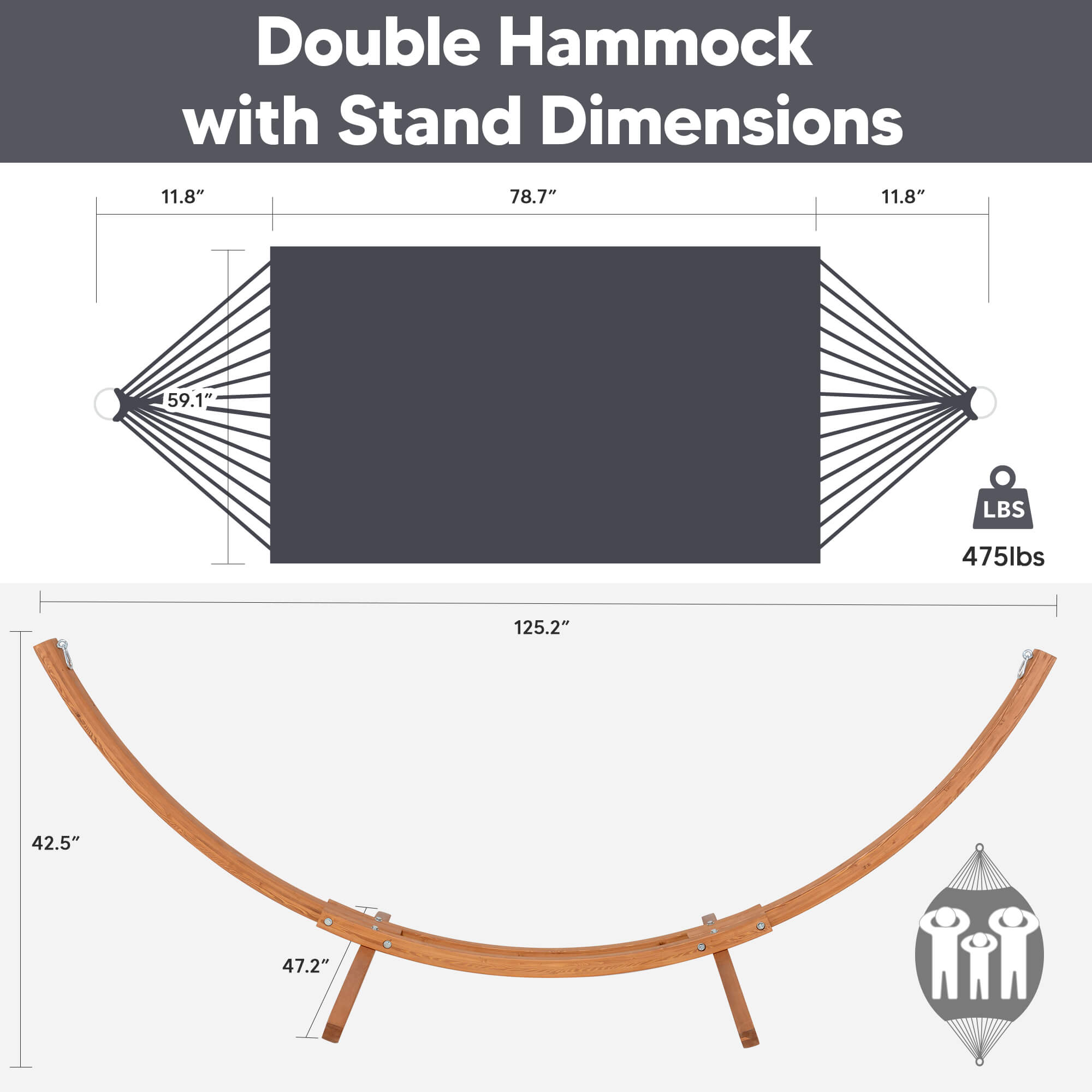 hammock with wooden stand#color_dark-gray